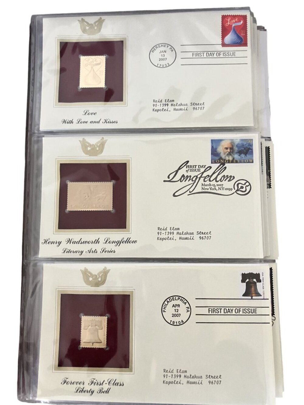 First Day Of Issue Stamp Covers Set Of 3: Love Longfellow Liberty Bell Edition